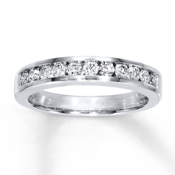Previously Owned Diamond Wedding Band 1/2 ct tw Round-cut 14K White Gold Size 9.5