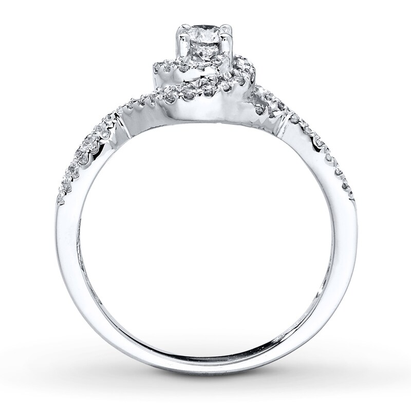 Main Image 2 of Previously Owned Diamond Engagement Ring 3/8 ct tw Round-cut 14K White Gold - Size 4