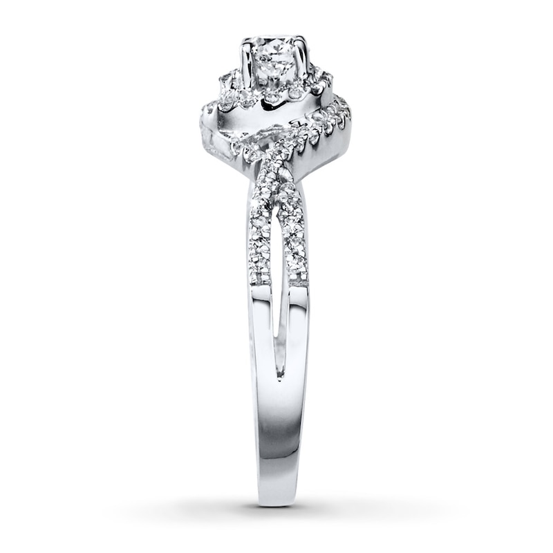 Main Image 3 of Previously Owned Diamond Engagement Ring 3/8 ct tw Round-cut 14K White Gold - Size 4