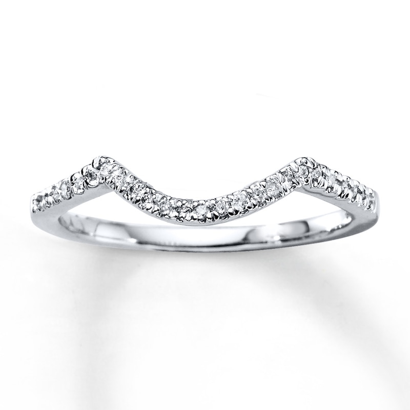 Main Image 1 of Previously Owned Diamond Wedding Band 1/10 ct tw Round-cut 10K White Gold - Size 4