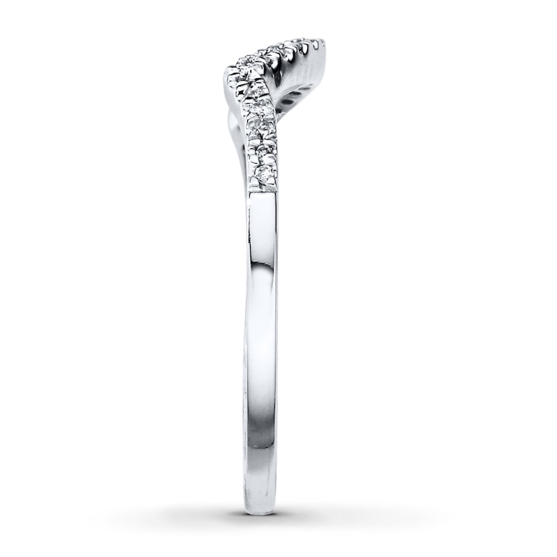 Main Image 3 of Previously Owned Diamond Wedding Band 1/10 ct tw Round-cut 10K White Gold - Size 4