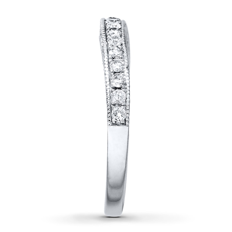 Main Image 3 of Previously Owned Diamond Wedding Band 1/4 ct tw Round-cut 14K White Gold - Size 3.5