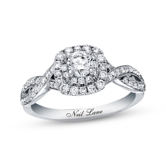 Previously Owned Neil Lane Diamond Engagement Ring 3/4 ct tw Round-cut 14K White Gold Size 4