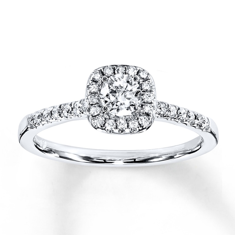 Previously Owned Diamond Engagement Ring 3/8 ct tw Round-cut 10K White Gold - Size 3.75