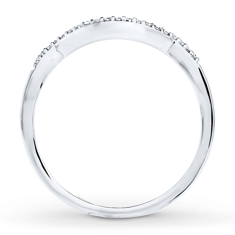 Main Image 2 of Previously Owned Wedding Band 1/15 ct tw Round-cut Diamonds 10K White Gold - Size 9