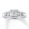 Thumbnail Image 1 of Previously Owned Infinity Engagement Ring 1/2 ct tw Round & Baguette-cut Diamonds 10K White Gold - Size 10.5