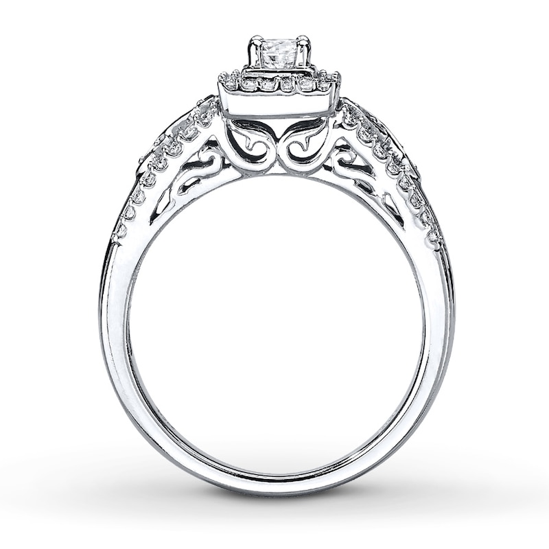 Previously Owned Infinity Engagement Ring 1/2 ct tw Round & Baguette-cut Diamonds 10K White Gold