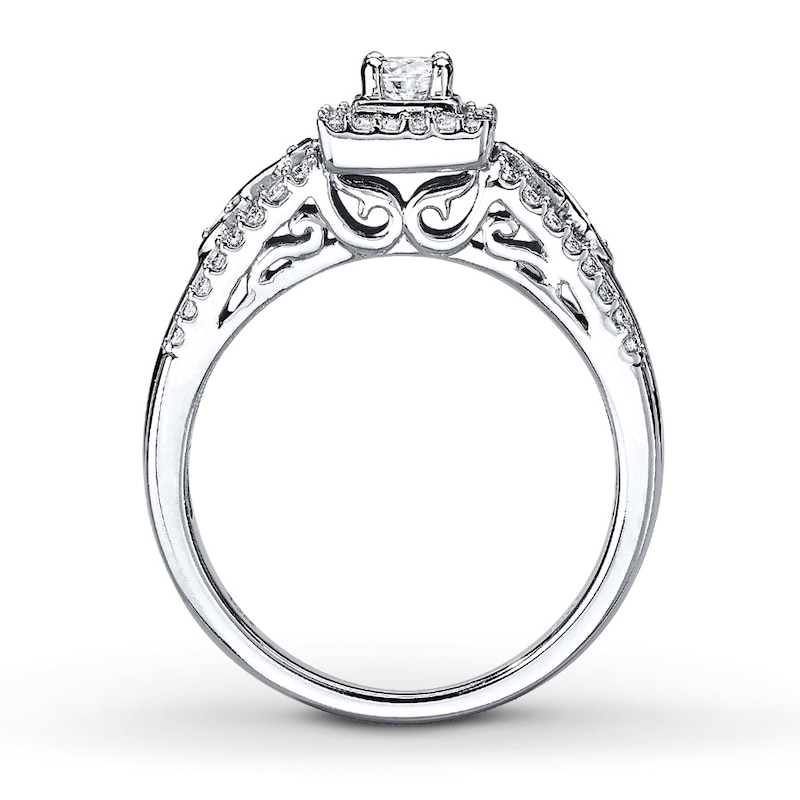 Main Image 2 of Previously Owned Infinity Engagement Ring 1/2 ct tw Round & Baguette-cut Diamonds 10K White Gold - Size 4