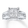 Previously Owned Engagement Ring 1-3/8 ct tw Princess & Round-cut Diamonds 14K White Gold