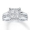 Thumbnail Image 1 of Previously Owned Engagement Ring 1-3/8 ct tw Princess & Round-cut Diamonds 14K White Gold - Size 9.5