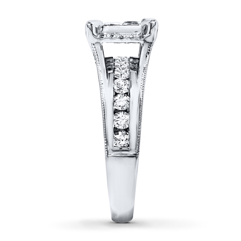 Main Image 3 of Previously Owned Engagement Ring 1-3/8 ct tw Princess & Round-cut Diamonds 14K White Gold - Size 9.5