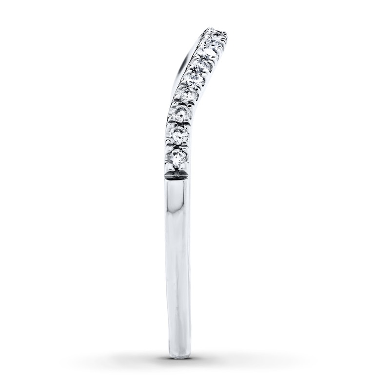 Main Image 3 of Previously Owned Diamond Wedding Band 1/6 ct tw Round-cut 14K White Gold - Size 10