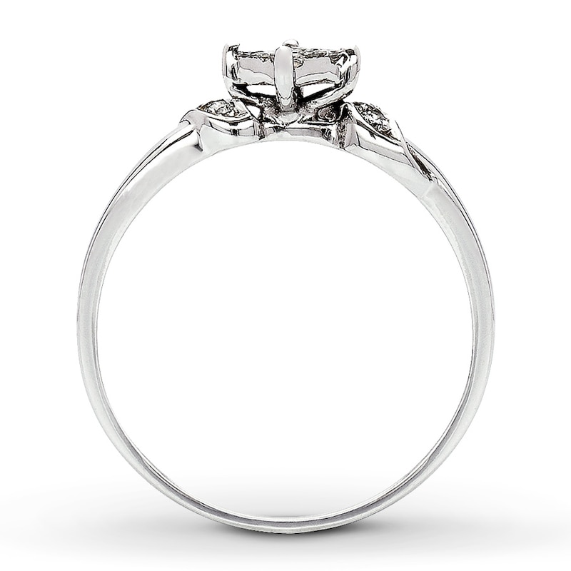 Main Image 2 of Previously Owned Promise Ring 1/6 ct tw Princess & Round-cut 14K White Gold - Size 4