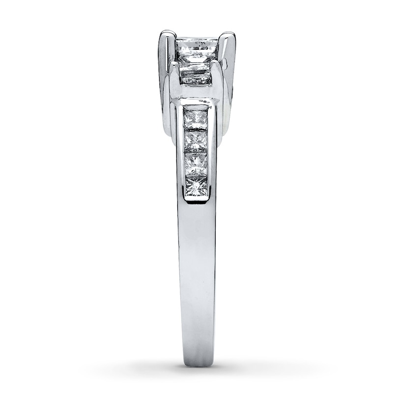 Previously Owned 3-Stone Engagement Ring 1-1/2 ct tw Princess-cut Diamonds 14K White Gold - Size 10.25