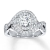 Previously Owned Engagement Ring 1-1/5 ct tw Round-cut Diamonds 14K White Gold