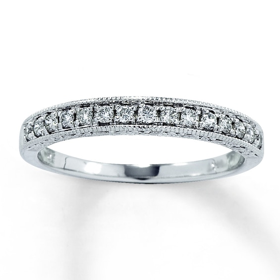 Previously Owned Wedding Band 1/4 ct tw Round-cut Diamonds 14K White Gold Size 9.5