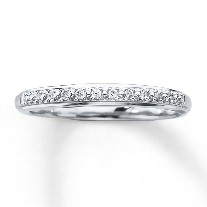 Main Image 1 of Previously Owned Diamond Wedding Band 1/20 ct tw Round-cut 10K White Gold - Size 12