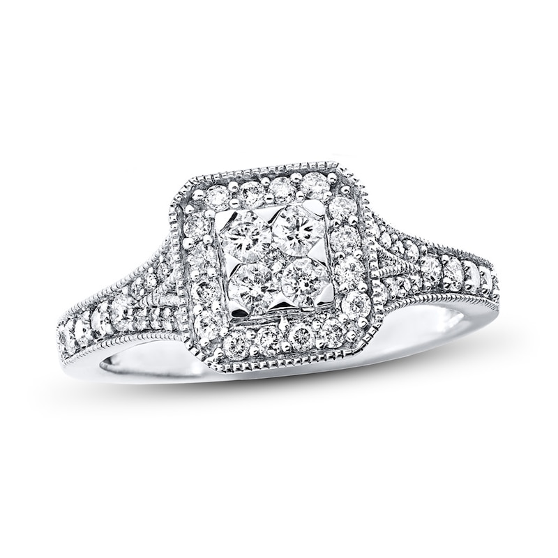 Main Image 1 of Previously Owned Ring 1/2 ct tw Round-cut Diamonds 10K White Gold - Size 4.25