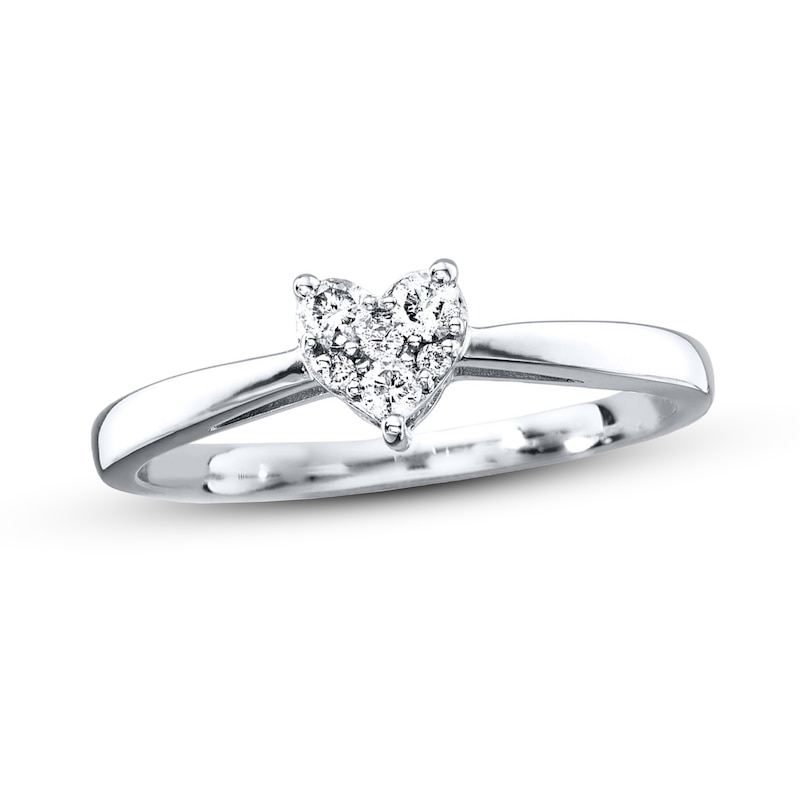 Previously Owned Heart Ring 1/8 ct tw Round-cut Diamonds Sterling Silver