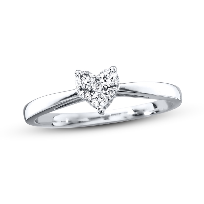 Main Image 1 of Previously Owned Heart Ring 1/8 ct tw Round-cut Diamonds Sterling Silver - Size 3.5