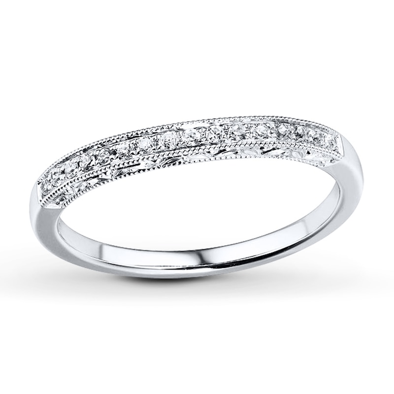 Main Image 1 of Previously Owned Wedding Band 1/8 ct tw Round-cut Diamonds 14K White Gold - Size 4.25