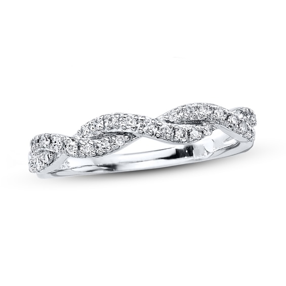 Previously Owned Anniversary Ring 1/6 ct tw Round-cut Diamonds 10K White Gold Size 10.5