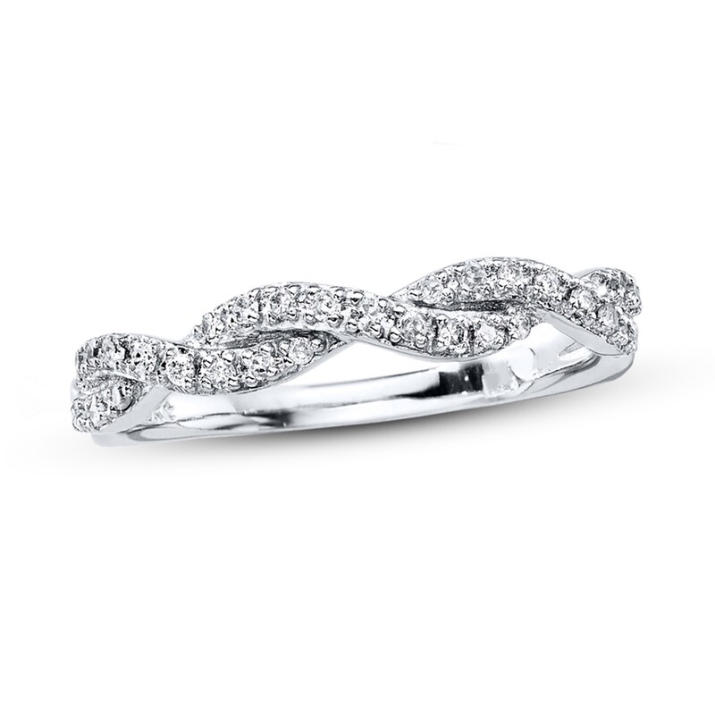 Main Image 1 of Previously Owned Anniversary Ring 1/6 ct tw Round-cut Diamonds 10K White Gold Size 10.5