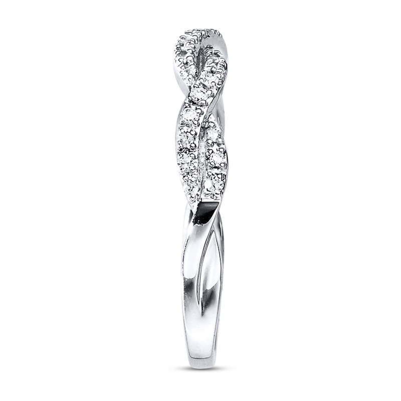 Main Image 3 of Previously Owned Anniversary Ring 1/6 ct tw Round-cut Diamonds 10K White Gold Size 10.5