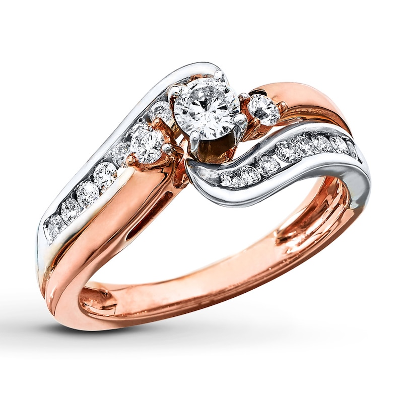 Main Image 1 of Previously Owned Diamond Engagement Ring 1/2 ct tw Round-cut 10K Two-Tone Gold - Size 4.75