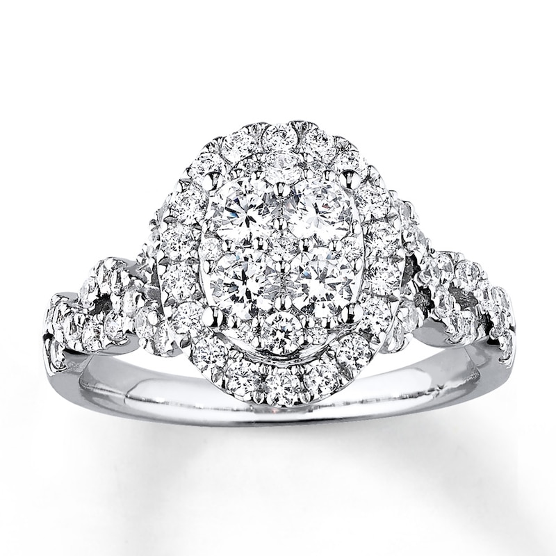 Previously Owned Engagement Ring 1 ct tw Round-cut Diamonds 14K White Gold - Size 5.5