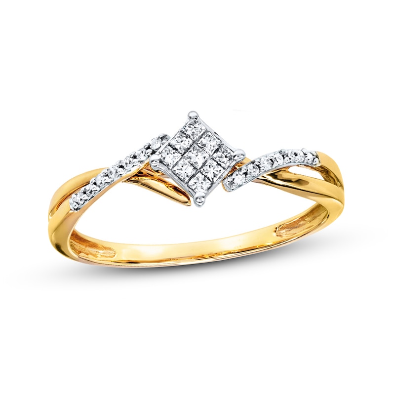Main Image 1 of Previously Owned Diamond Ring 1/6 ct tw Princess & Round-cut 10K Yellow Gold - Size 3.25