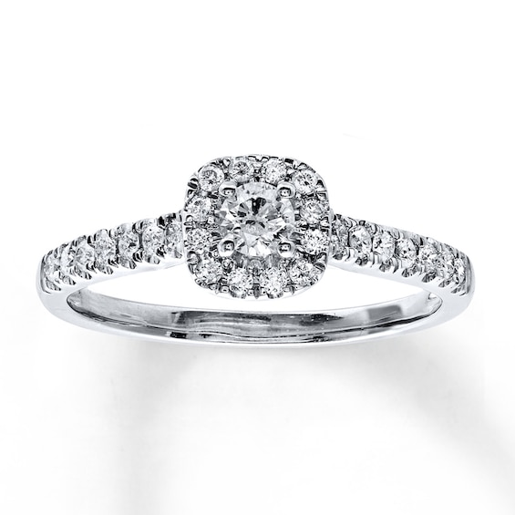 Previously Owned Diamond Engagement Ring 3/8 ct tw Round-cut 10K White Gold Size 4.25