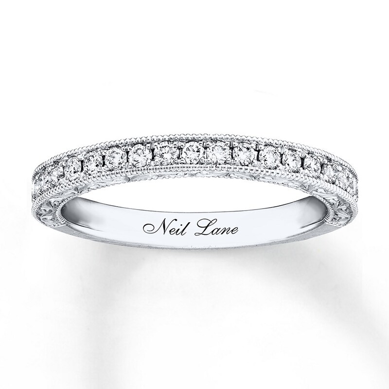 Main Image 1 of Previously Owned Neil Lane Bridal Wedding Band 1/3 ct tw Round-cut Diamonds 14K White Gold - Size 9.5
