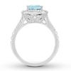 Previously Owned Neil Lane Aquamarine Engagement Ring 1-1/4 ct tw Round-cut Diamonds 14K White Gold