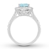 Thumbnail Image 1 of Previously Owned Neil Lane Aquamarine Engagement Ring 1-1/4 ct tw Round-cut Diamonds 14K White Gold - Size 4.75