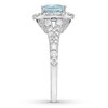 Thumbnail Image 3 of Previously Owned Neil Lane Aquamarine Engagement Ring 1-1/4 ct tw Round-cut Diamonds 14K White Gold - Size 4.75