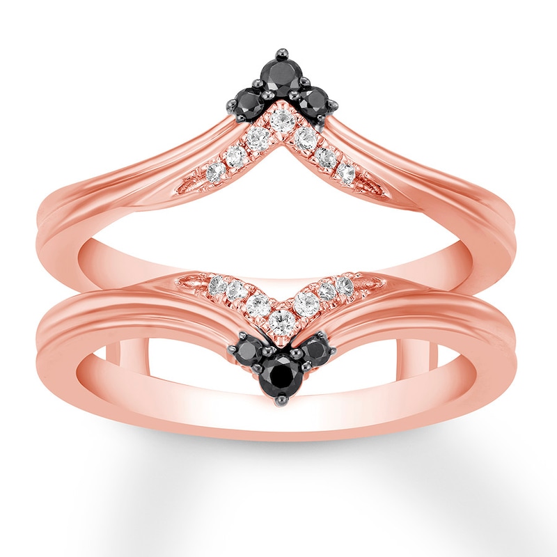 Main Image 1 of Previously Owned Black/White Diamond Enhancer Ring 1/5 ct tw Round-cut 14K Rose Gold - Size 11