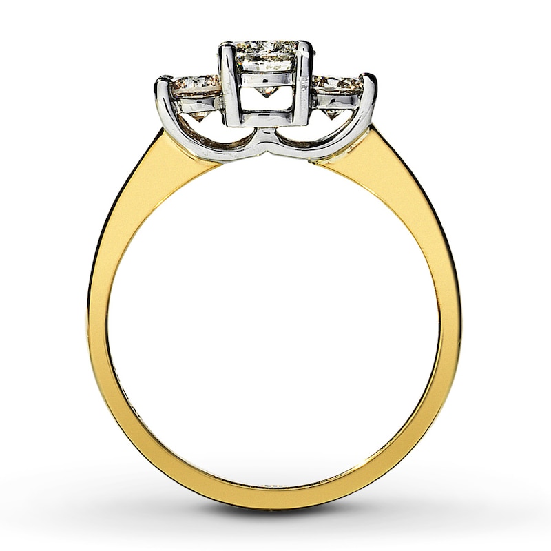 Main Image 2 of Previously Owned Three-Stone Diamond Engagement Ring 1 ct tw Round-cut 14K Yellow Gold - Size 9.75