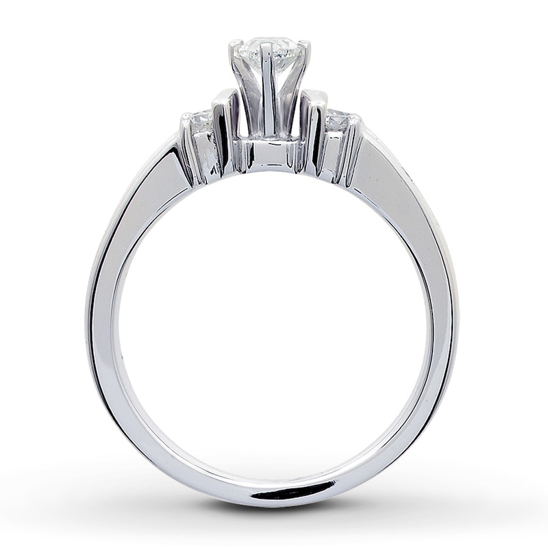 Main Image 2 of Previously Owned Diamond Engagement Ring 3/4 ct tw Marquise & Round-cut 14K White Gold - Size 3