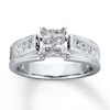 Previously Owned Engagement Ring 1 ct tw Princess & Ronud-cut Diamonds 14K White Gold