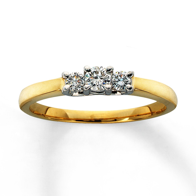 Previously Owned Three-Stone Diamond Engagement Ring 1/4 ct tw Round-cut 14K Yellow Gold