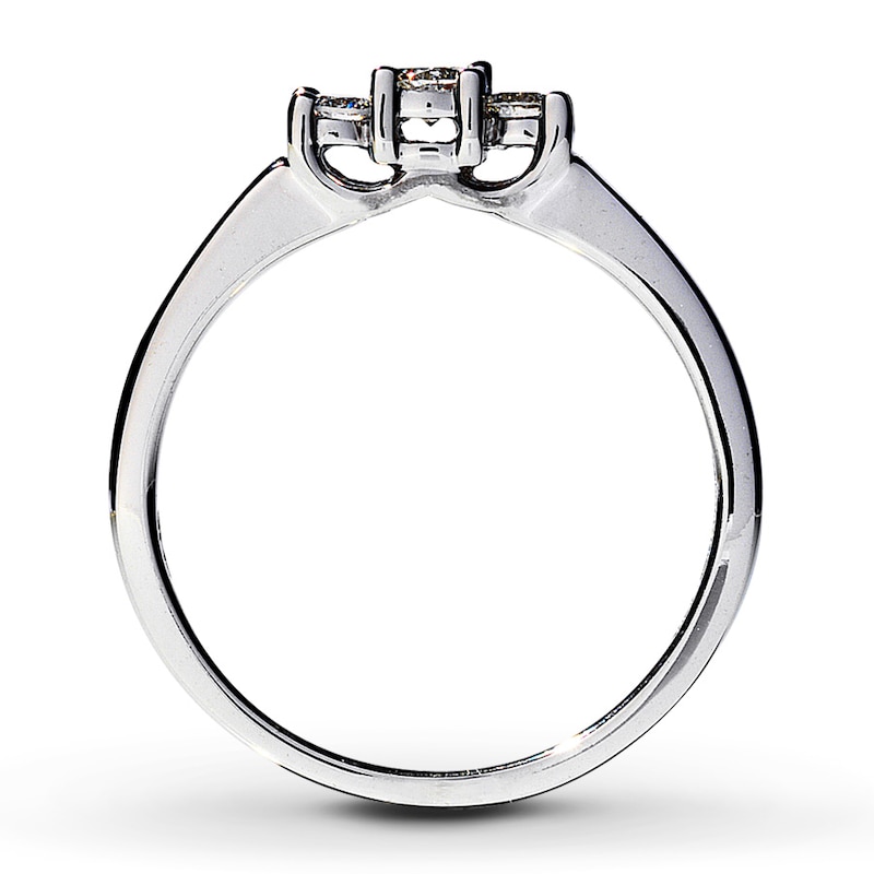 Previously Owned 3-Stone Diamond Engagement Ring 1/4 ct tw Round-cut 14K White Gold - Size 4