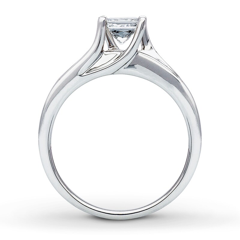 Previously Owned Diamond Engagement Ring 1 ct tw Princess & Round-cut 14K White Gold - Size 10.25