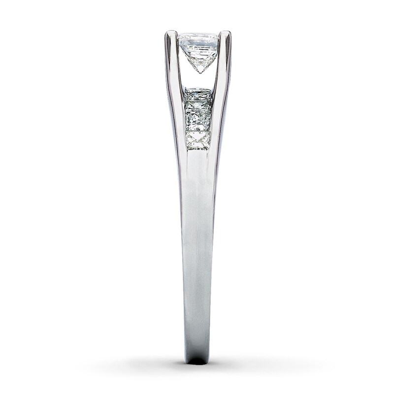 Main Image 3 of Previously Owned Diamond Engagement Ring 1 ct tw Princess & Round-cut 14K White Gold - Size 10.25