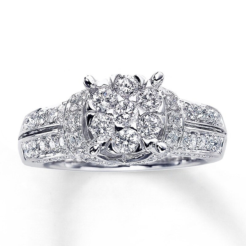 Main Image 1 of Previously Owned Diamond Engagement Ring 1-3/8 ct tw Round-cut 14K White Gold - Size 12.25