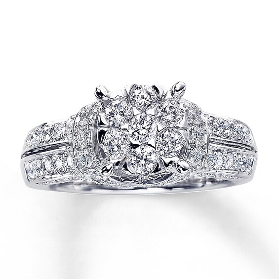 Previously Owned Diamond Engagement Ring 1-3/8 ct tw Round-cut 14K White Gold 9.5