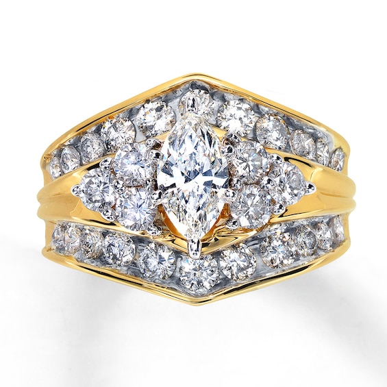 Previously Owned Diamond Engagement Ring 2 ct tw Marquise & Round-cut 14K Yellow Gold Size 9.75