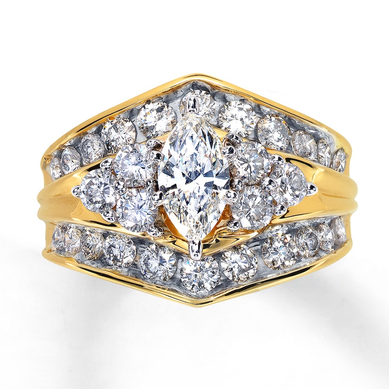 Main Image 1 of Previously Owned Diamond Engagement Ring 2 ct tw Marquise & Round-cut 14K Yellow Gold - Size 9.75