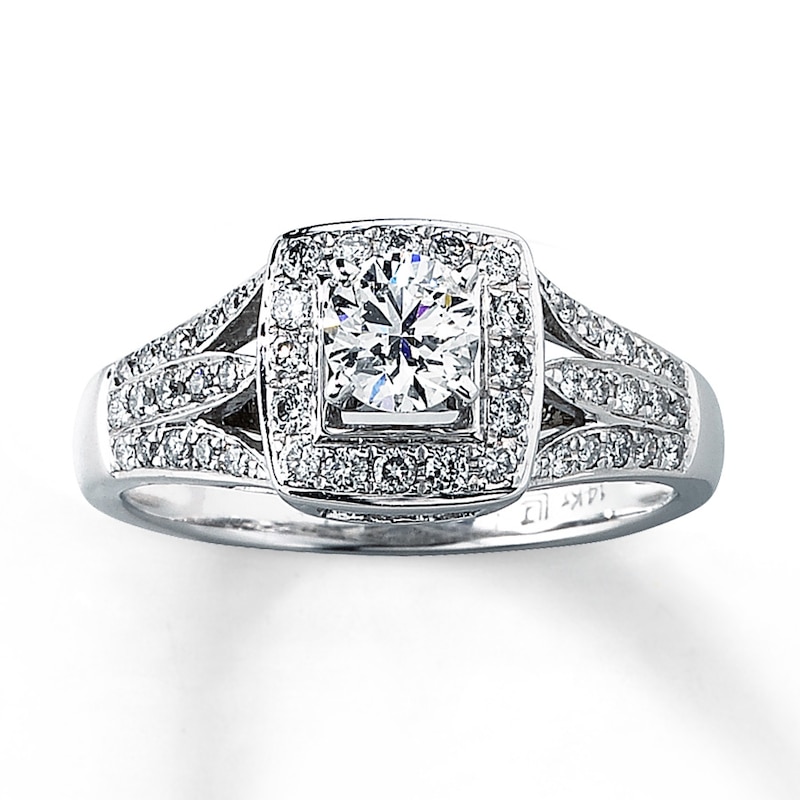 Main Image 1 of Previously Owned Diamond Engagement Ring 5/8 ct tw Round-cut 14K White Gold Size 4