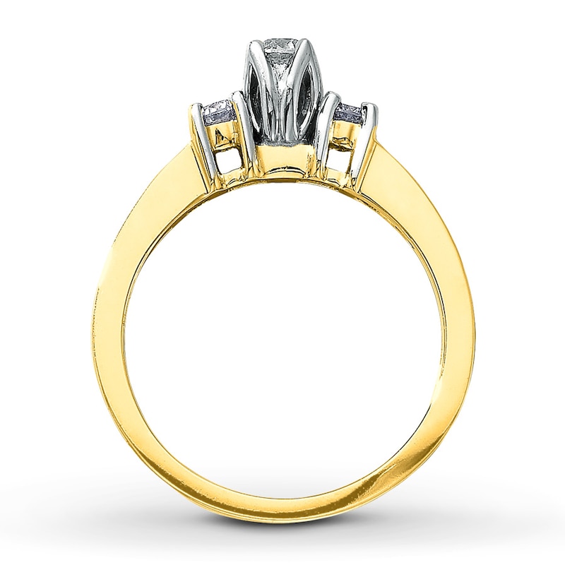 Previously Owned Three-Stone Diamond Engagement Ring 1/2 ct tw Round-cut 14K Yellow Gold - Size 9.75